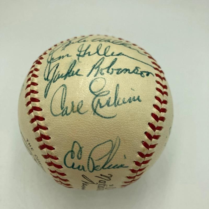 Jackie Robinson 1954 Brooklyn Dodgers Team Signed Baseball PSA DNA - 4