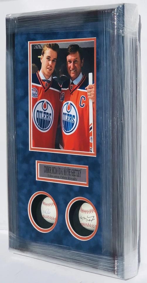 PSA/DNA Oilers CONNOR MCDAVID WAYNE GRETZKY Signed Autographed Framed Baseballs - 2