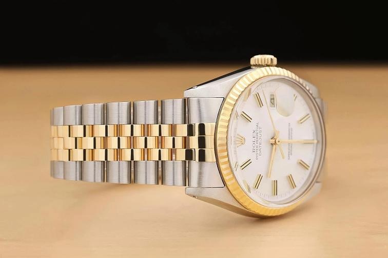 ROLEX MENS DATEJUST 16013 WHITE DIAL 18K YELLOW GOLD STAINLESS STEEL WATCH - 7