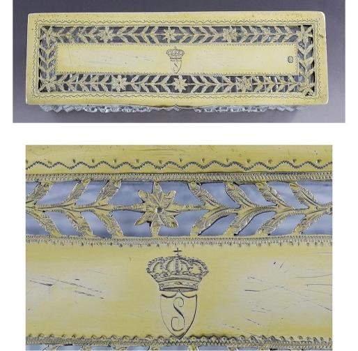 Superb early 1800s French 950 Gilt Silver Cut Glass Trinket Dresser Box - 2