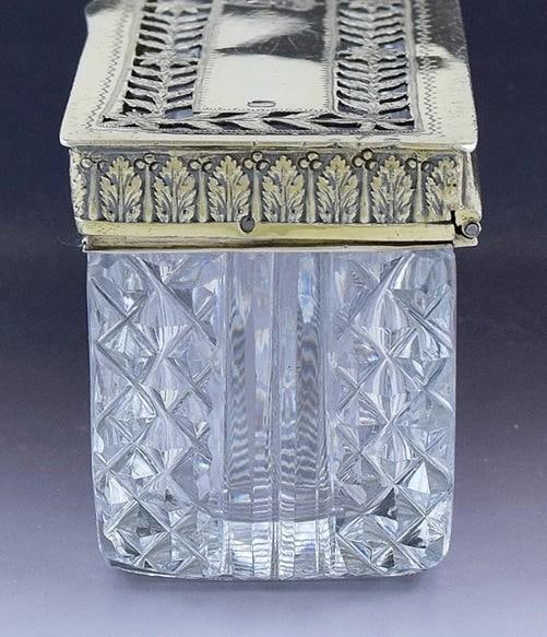 Superb early 1800s French 950 Gilt Silver Cut Glass Trinket Dresser Box - 3