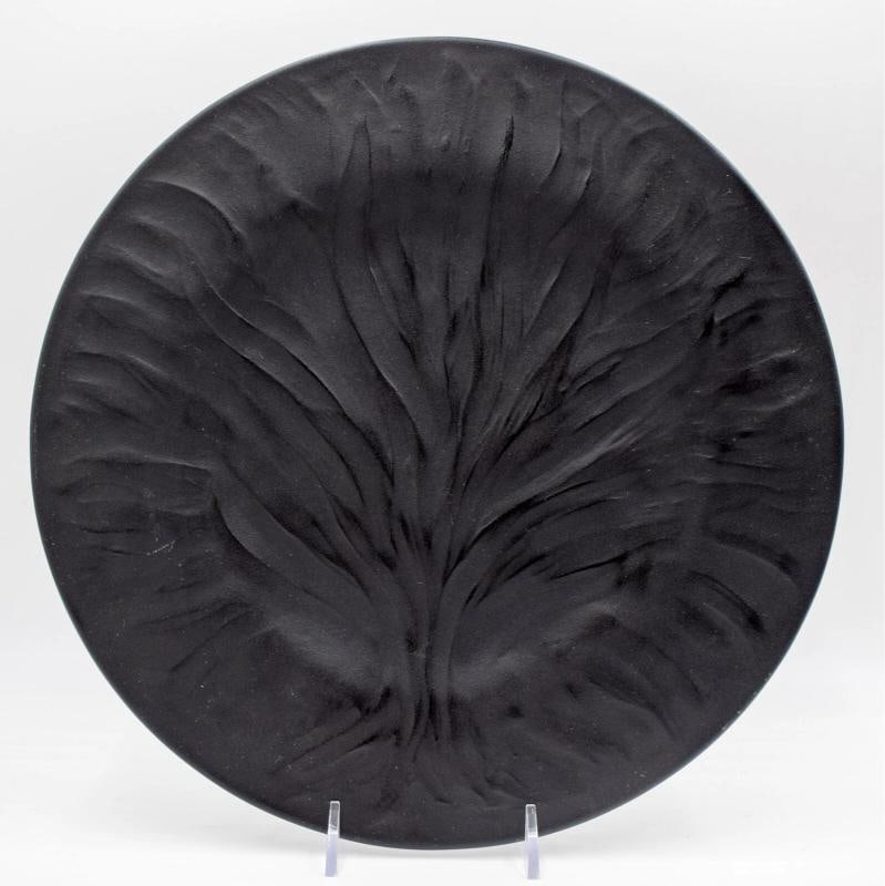 Set of 8 Lalique Algues Noir (Tree of Life) Black Art Glass Charger Plates 11 In - 3