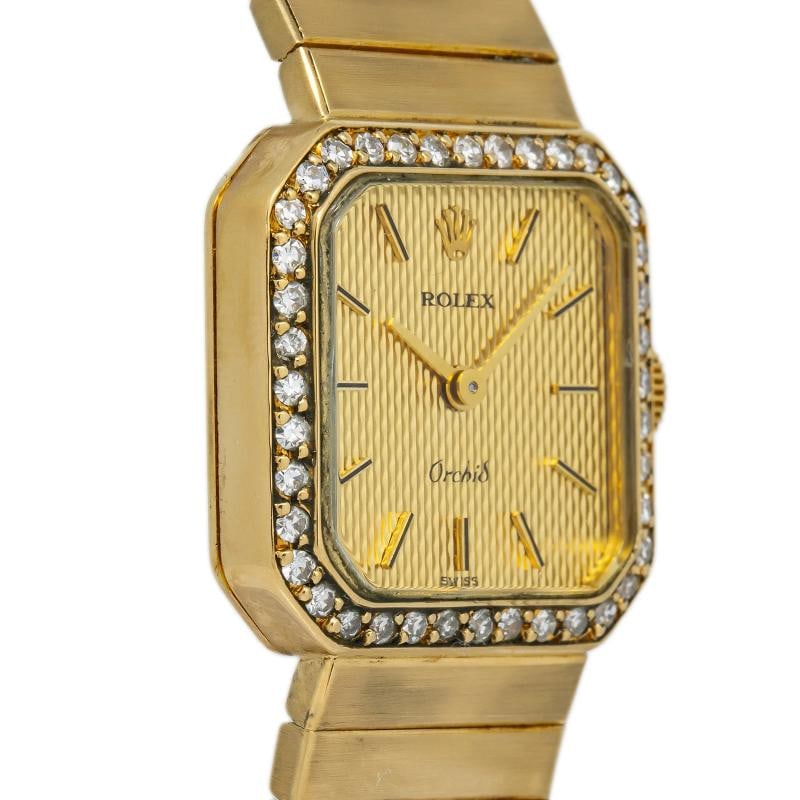 Rolex Orchid 385 Vintage 18K YG Diamond Bezel Gold Dial Quartz Lady Watch 20mm - 4
