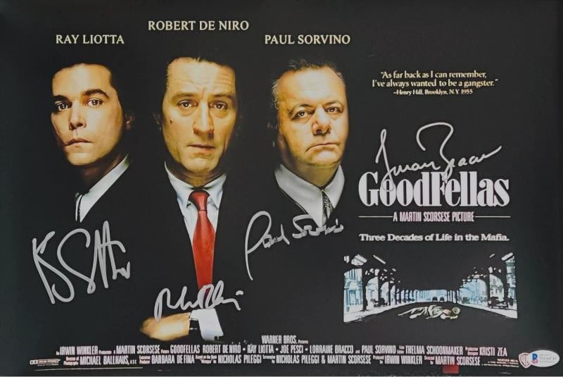 Liotta Sorvino Bracco De Niro Signed 12x18 Goodfellas Photo Beckett Witnessed: Industry: Movies,Movie: Goodfellas,Signed by: Liotta, Sorvino, Bracco, De Niro,Autograph Authentication: Beckett,Object Type: Photograph,Original/Reproduction: Original,Country of Origin: United State