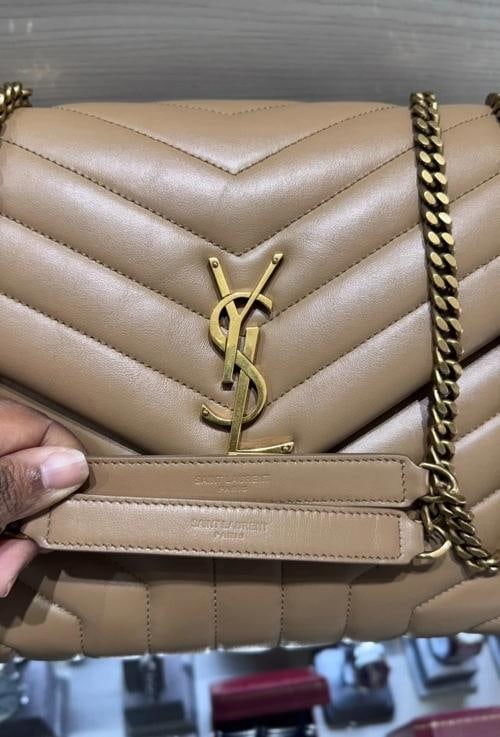 YSL Saint Laurent Medium Loulou Chain Satchel in Beige - 16