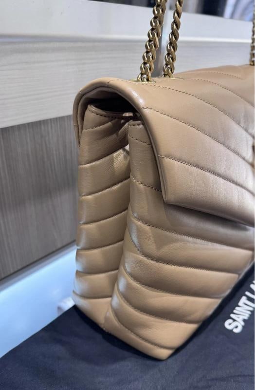 YSL Saint Laurent Medium Loulou Chain Satchel in Beige - 4