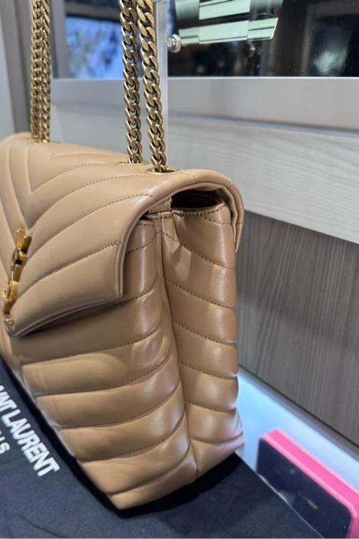 YSL Saint Laurent Medium Loulou Chain Satchel in Beige - 5