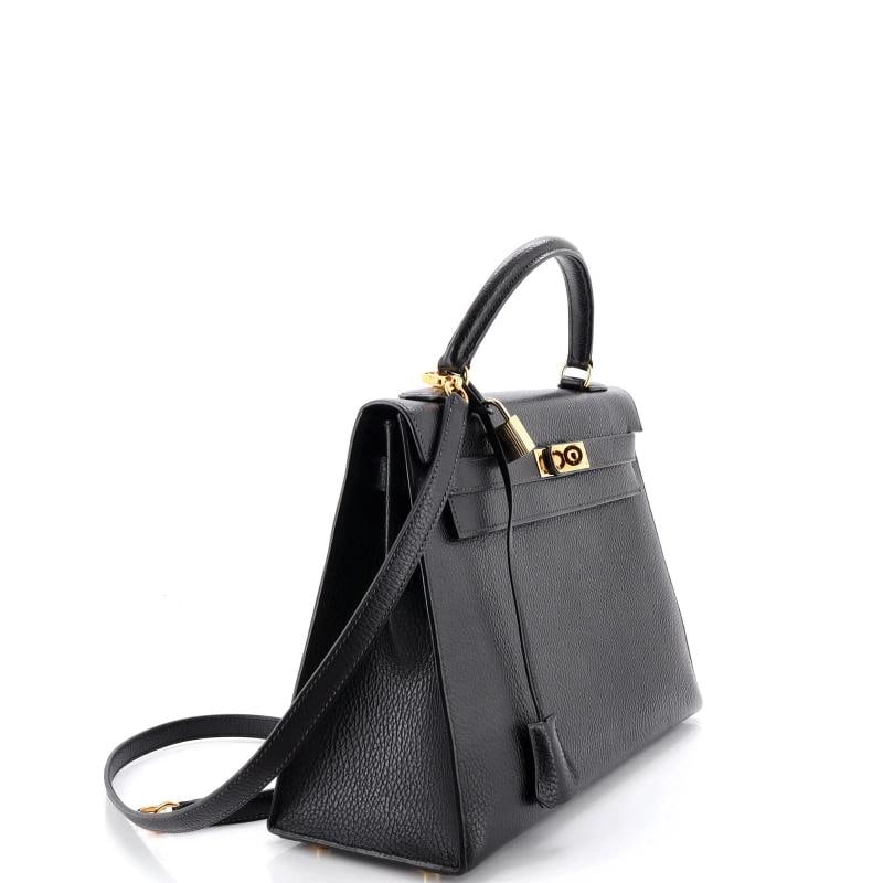 Hermes Kelly Handbag Black Ardennes with Gold Hardware 32 - 2