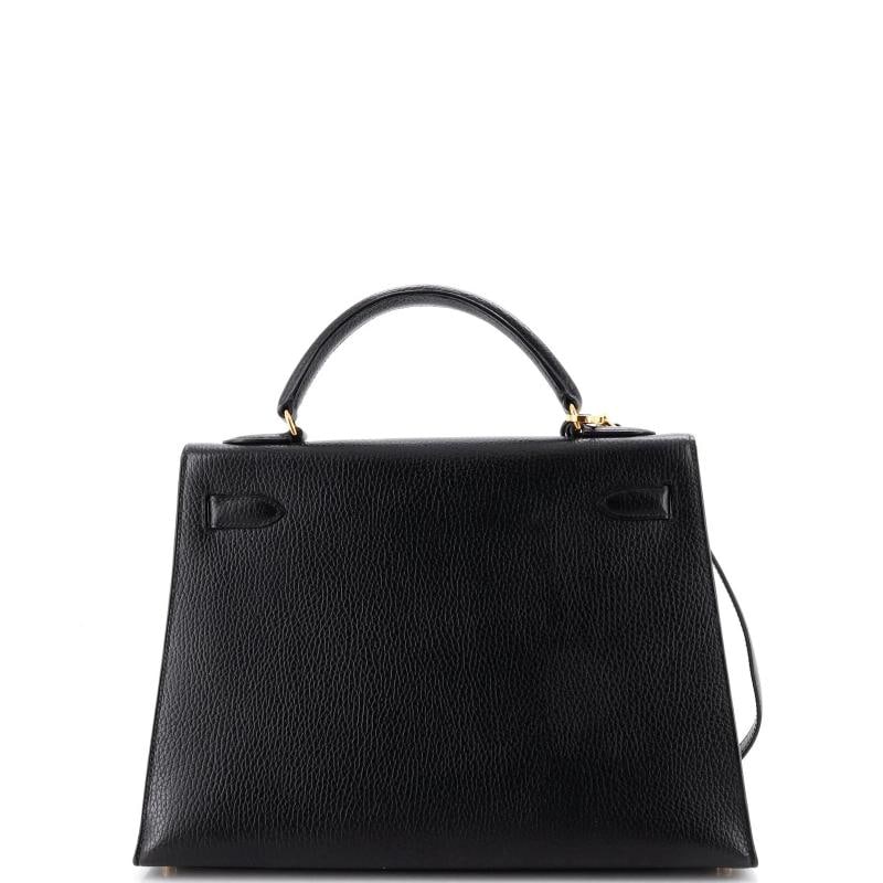 Hermes Kelly Handbag Black Ardennes with Gold Hardware 32 - 3