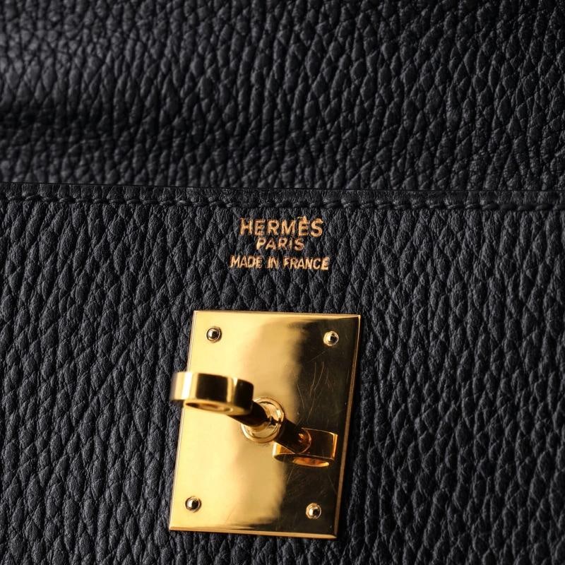 Hermes Kelly Handbag Black Ardennes with Gold Hardware 32 - 7