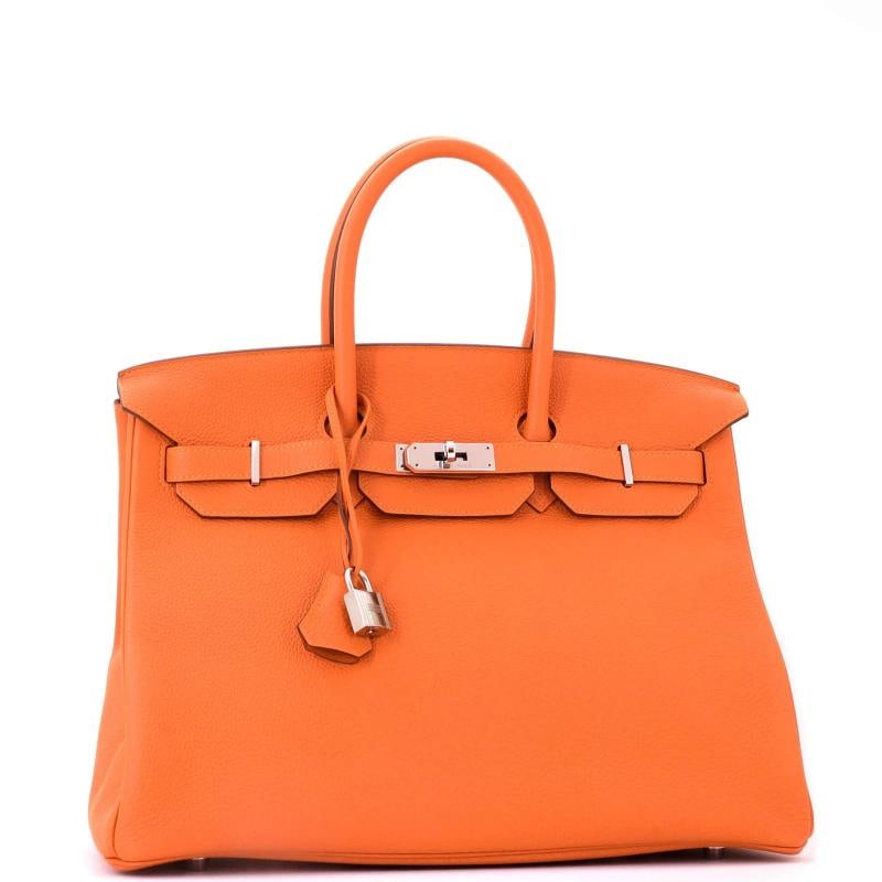 Hermes Birkin Handbag Orange Togo with Palladium Hardware 35 - 2