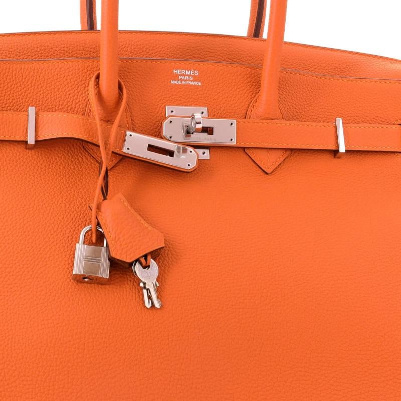Hermes Birkin Handbag Orange Togo with Palladium Hardware 35 - 6