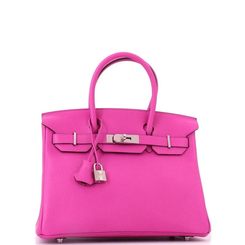 Hermes Birkin Handbag Pink Clemence with Palladium Hardware 30 - 3