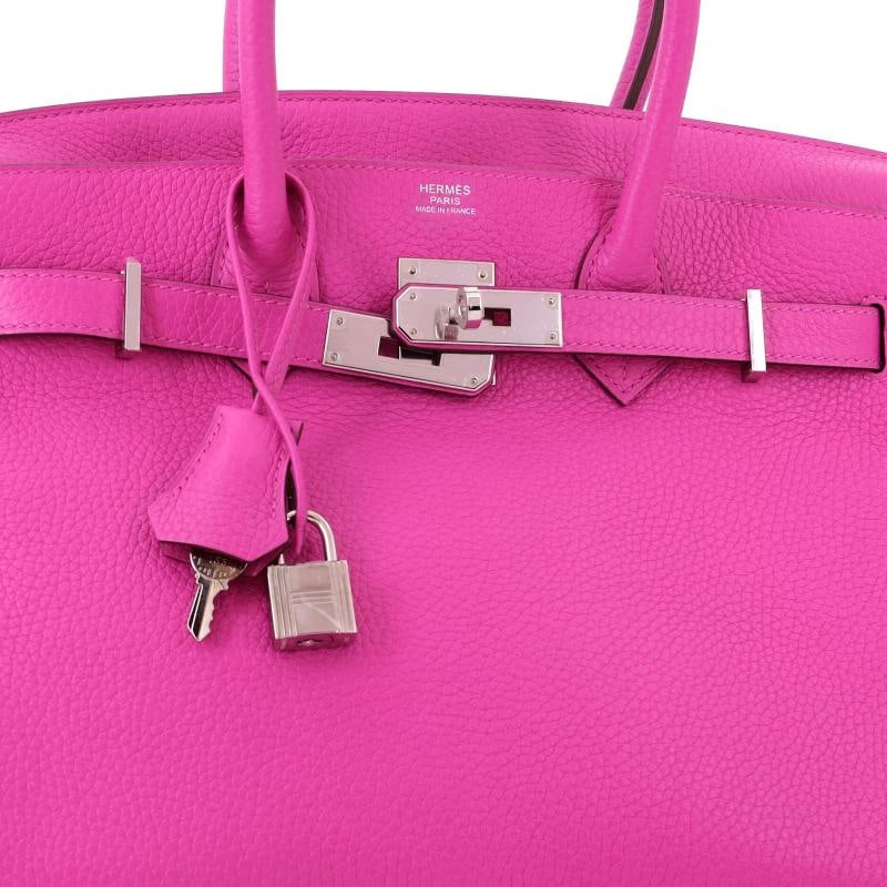 Hermes Birkin Handbag Pink Clemence with Palladium Hardware 30 - 7