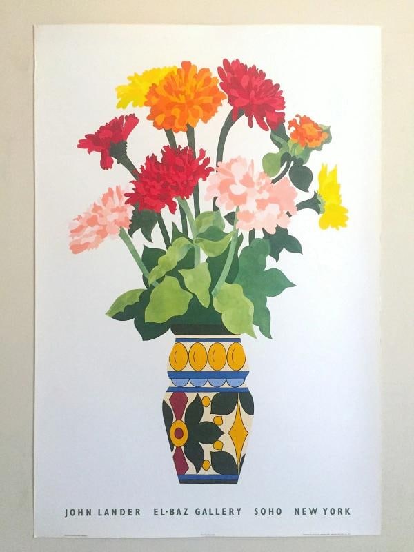 JOHN LANDER VTG 1980'S CONTEMPORARY LITHOGRAPH PRINT SOHO NYC EXHIBITION POSTER - 12
