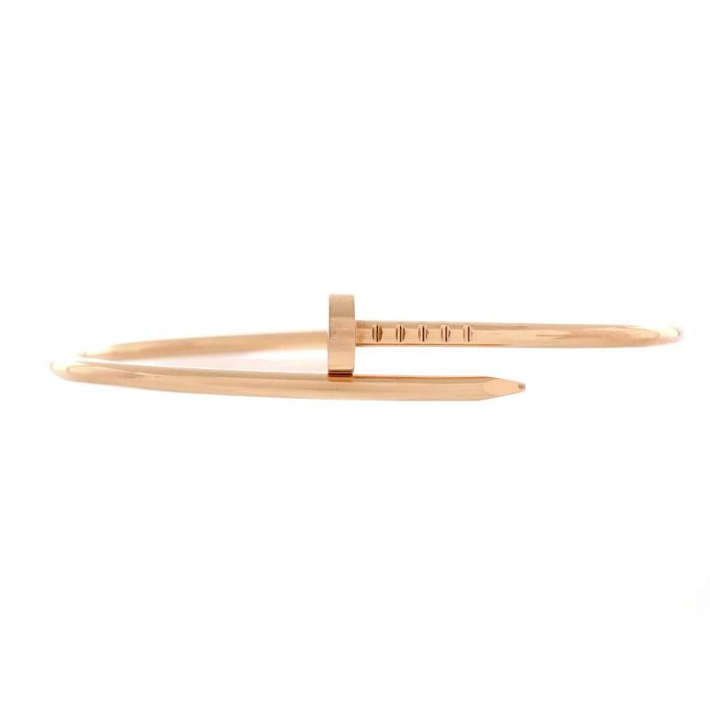 Cartier Juste un Clou Bracelet 18K Rose Gold Small: Measurements: Circumference: 6.60 ", Width: 2.50 mm . Condition: Pre-owned - Good,Brand: Cartier,Main Stone: Unknown,Metal: 18K Rose Gold,Metal Purity: 18K,Style: Bracelet,Type: Bracelet,Color: Rose G