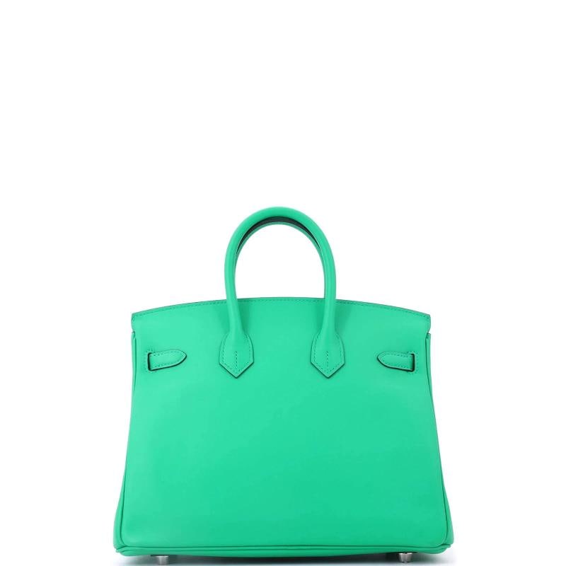 Hermes Birkin Handbag Green Swift with Palladium Hardware 25 - 4