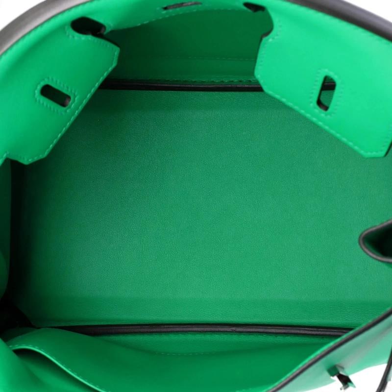 Hermes Birkin Handbag Green Swift with Palladium Hardware 25 - 6