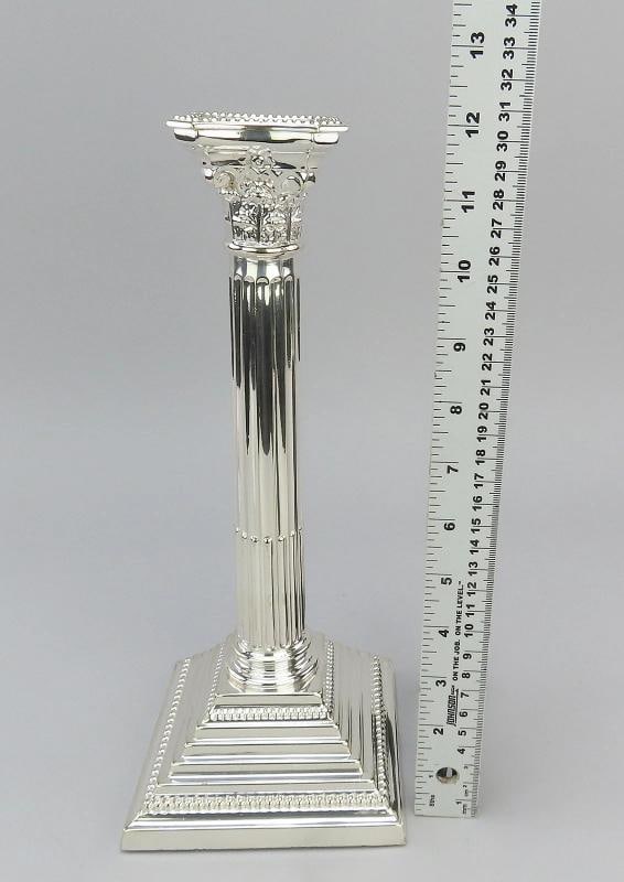 Great c1900 English Silver-Plated Set 4 Candlesticks w/ 2 Candelabra Tops 15" - 6