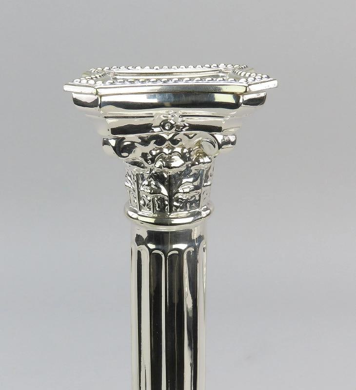 Great c1900 English Silver-Plated Set 4 Candlesticks w/ 2 Candelabra Tops 15" - 7