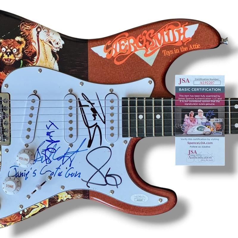 AEROSMITH: Steven Tyler, Joe Perry, Brad Whitford, Tom Hamilton & Joey Kramer Signed Guitar (JSA) - 3