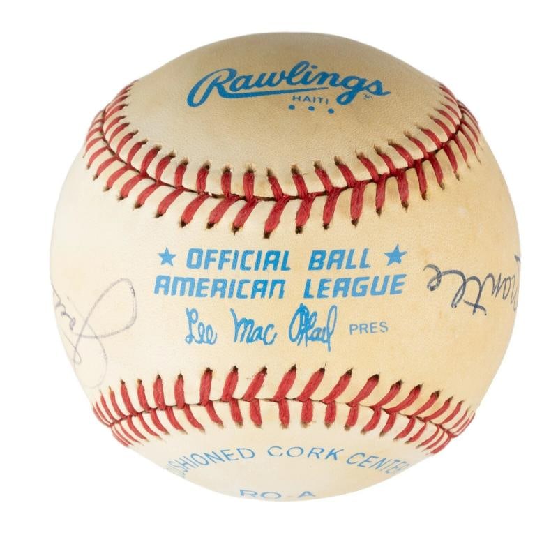 Roger Maris Mickey Mantle & Joe Dimaggio Signed American League Baseball JSA COA - 4