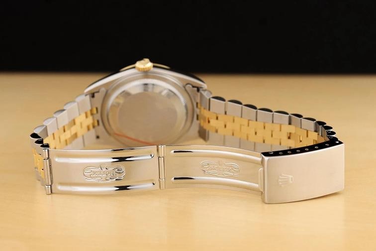 ROLEX MENS DATEJUST 16233 CHAMPAGNE ROMAN 18K GOLD STEEL NO HOLES TWO TONE WATCH - 10