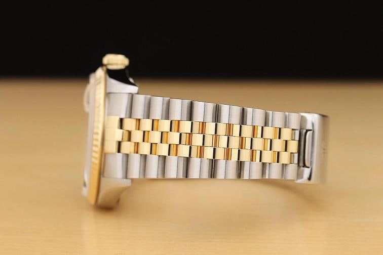 ROLEX MENS DATEJUST 16233 CHAMPAGNE ROMAN 18K GOLD STEEL NO HOLES TWO TONE WATCH - 5