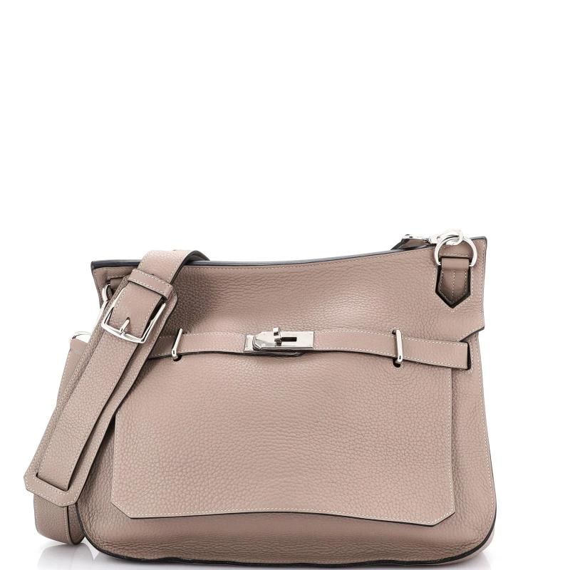 Hermes Jypsiere Bag Clemence 34: Condition: Pre-owned - Good,Brand: Hermes,Exterior Material: Leather,Style: Cross Body Bags,Exterior Color: Gray,Department: Women,Size: 34,Accessories: With Strap Condition: Good. Exterior: heavy