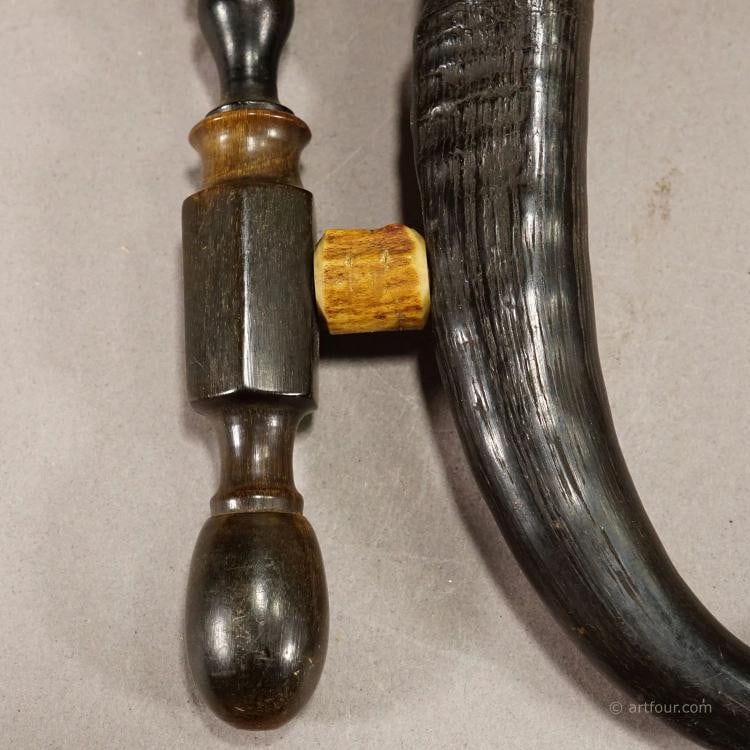 Antique Black Forest Tobacco Pipe with Chamois Horn and Figurine - 4
