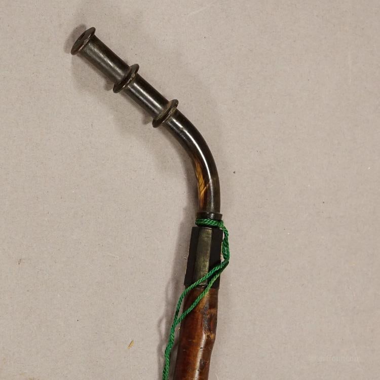 Antique Black Forest Tobacco Pipe with Chamois Horn and Figurine - 6
