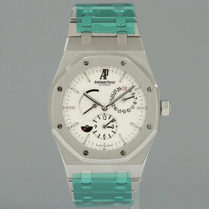 MINT Audemars Piguet Royal Oak Dual Time Steel 26120ST White Dial 39mm Watch Box - 2