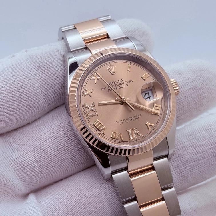 Rolex Datejust 36 126231 Pink Diamond Roman Dial 18K Rose Gold Steel Box Papers - 2