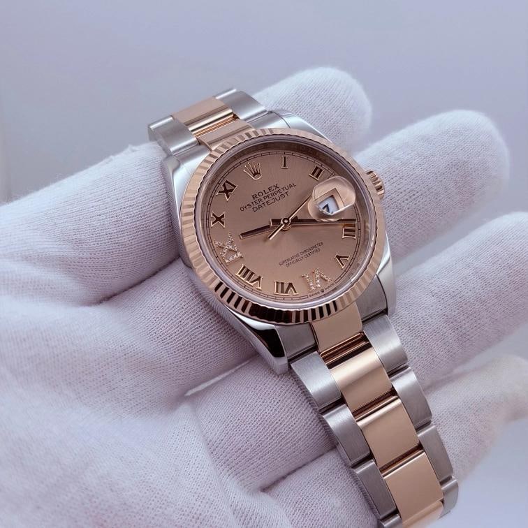 Rolex Datejust 36 126231 Pink Diamond Roman Dial 18K Rose Gold Steel Box Papers - 3