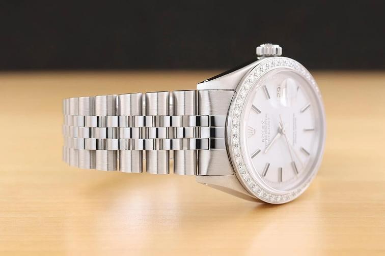 ROLEX DATEJUST 1601 18K WHITE GOLD STEEL WHITE DIAMOND DIAL JUBILEE BAND WATCH - 6