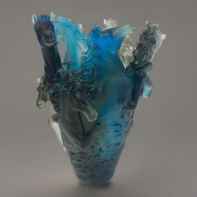 Nancy Daum Style Horse Vase Multi Color H 9Ã¢â‚¬Â Heavy Art Gla - 3