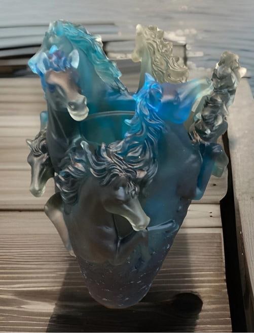 Nancy Daum Style Horse Vase Multi Color H 9Ã¢â‚¬Â Heavy Art Gla - 4