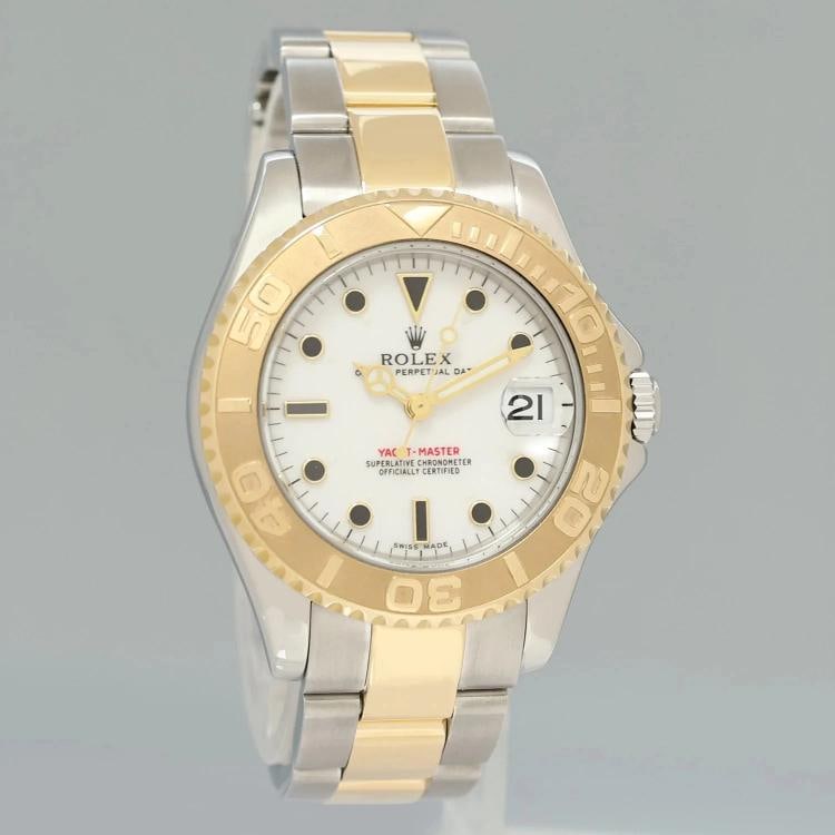 MINT Ladies Rolex Yacht-Master 168623 35mm Yellow Gold Two Tone White Watch Box - 3