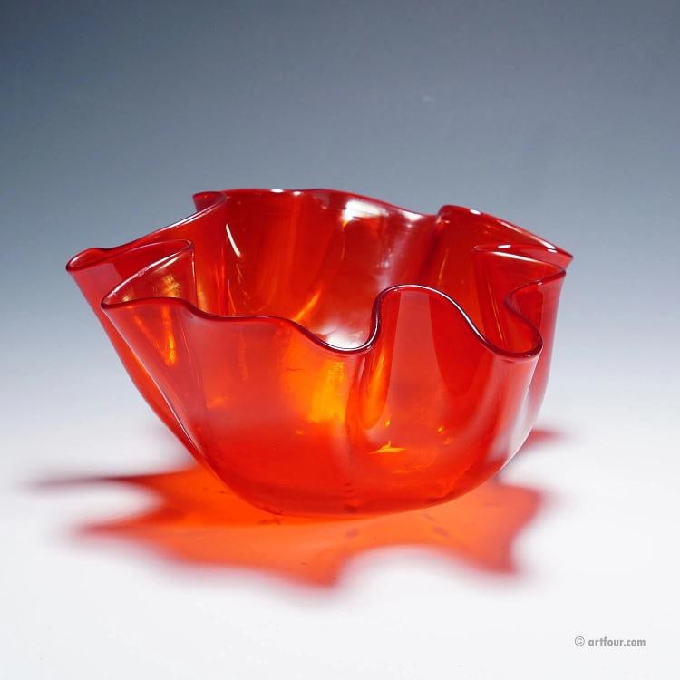 Venini Vase 'Fazzoletto' in red, Venice Murano 1950s - 3