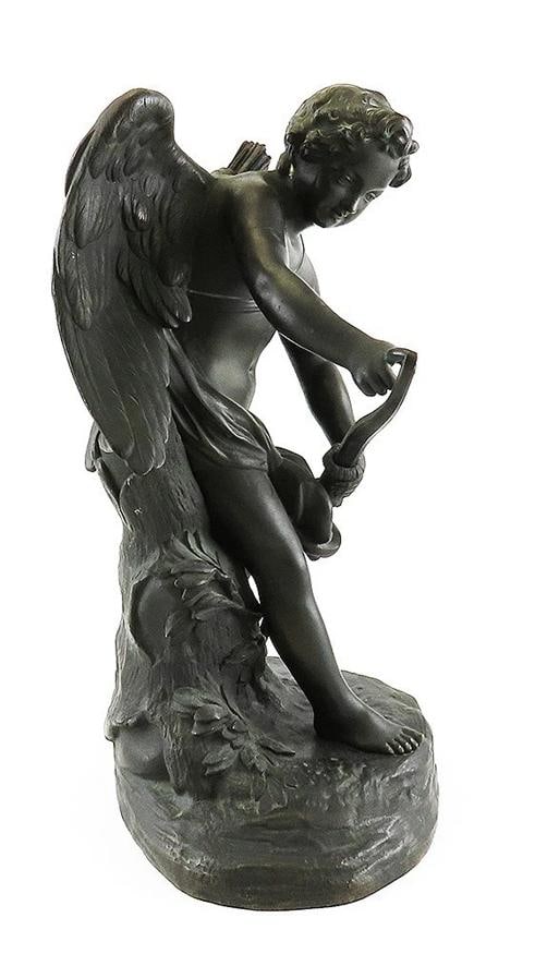 Impressive Mid/Late 1800s French Bronze Statue of Cupid Stringing His Bow - 2