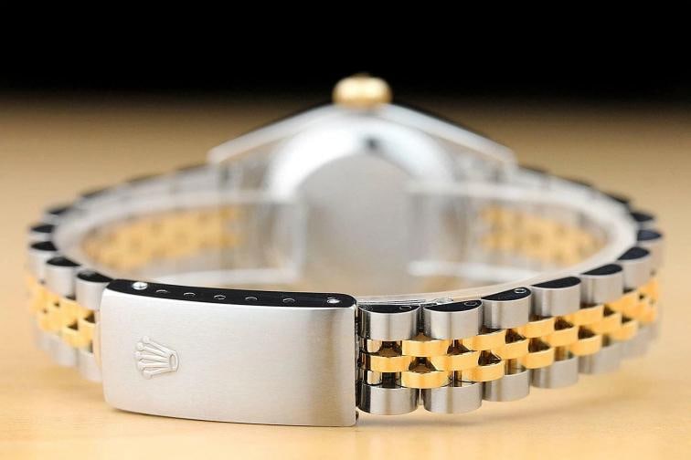 ROLEX LADIES DATEJUST SILVER DIAL 18K GOLD STEEL DIAMOND LUGS QUICKSET WATCH - 6