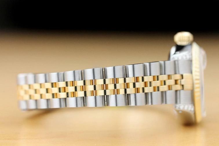 ROLEX LADIES DATEJUST SILVER DIAL 18K GOLD STEEL DIAMOND LUGS QUICKSET WATCH - 8