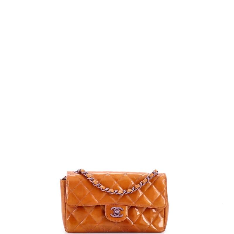 Chanel Vintage Classic Single Flap Bag Quilted Patent Small: Condition: Pre-owned - Good,Brand: Chanel,Exterior Material: Patent Leather,Style: Shoulder Bags,Exterior Color: Brown,Department: Women,Size: Small