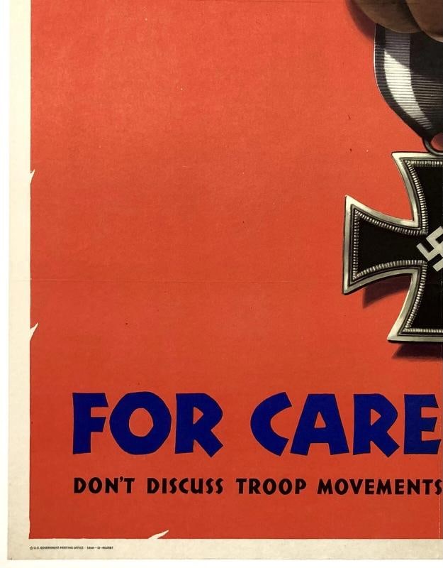 Original Vintage WWII Poster AWARD FOR CARELESS TALK World War USA Propaganda OL - 4