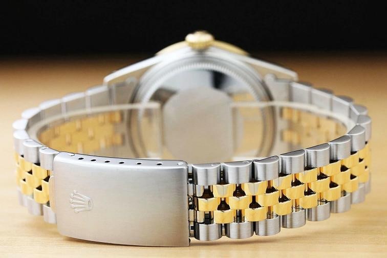 ROLEX MENS DATEJUST 16013 FACTORY DIAMOND DIAL 18K GOLD DIAMOND SAPPHIRE WATCH - 6