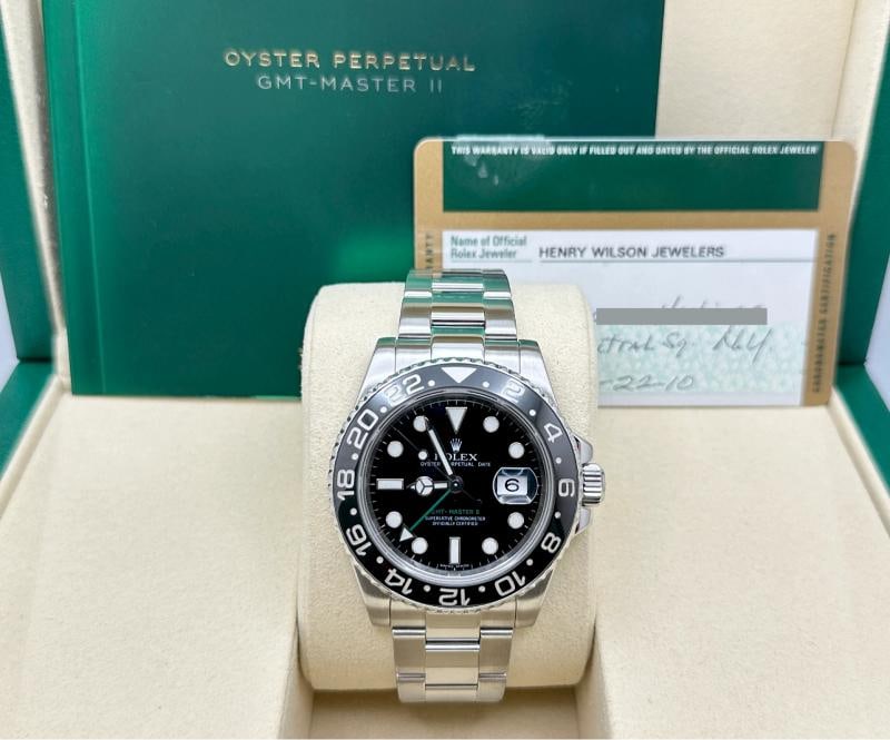 2010 Rolex GMT Master II 116710LN Black Ceramic Stainless Steel Box Paper - 6