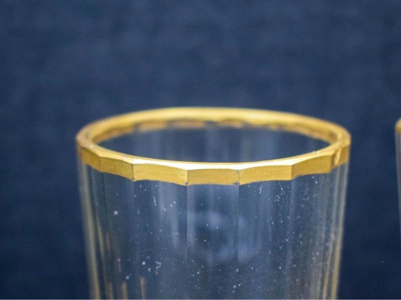 10 Rare Antique 18th/19th Century German Bohemian Gold Gild Facet Glass Tumblers - 7