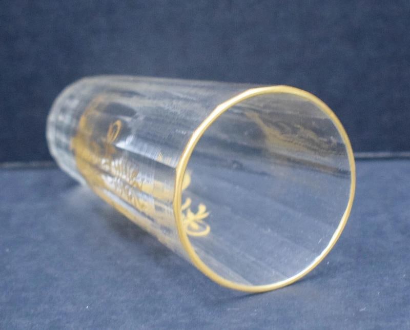 10 Rare Antique 18th/19th Century German Bohemian Gold Gild Facet Glass Tumblers - 8