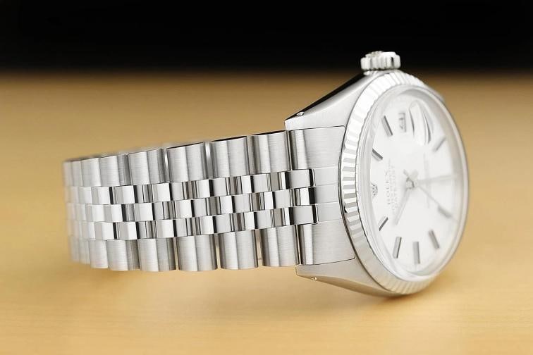 ROLEX MENS DATEJUST WHITE DIAL 18K GOLD STEEL WATCH w/ JUBILEE BRACELET - 6