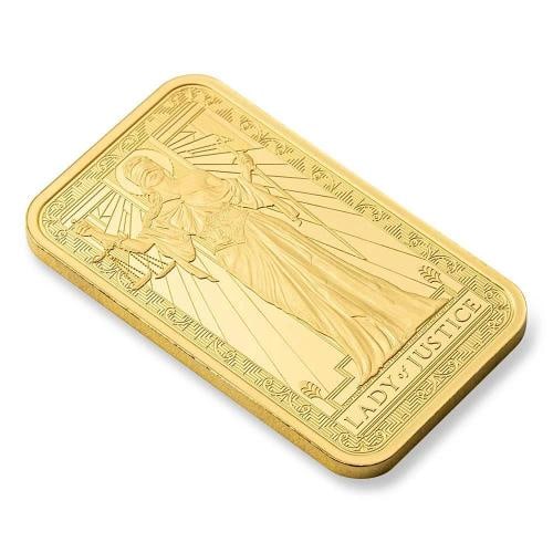 1 oz PAMP Suisse Gold Lady of Justice Bar (New w/Assay) - 3